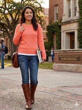 J. G. Hook Orange Crewneck Sweater - Classic Cable-Knit Pullover